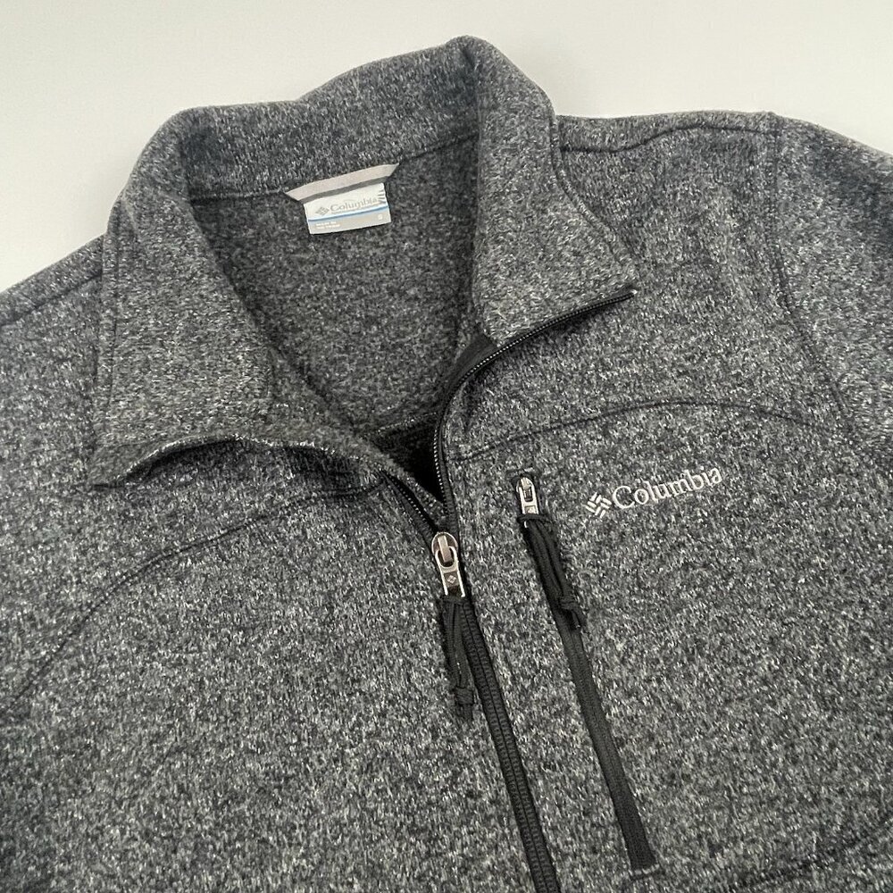 Columbia Full Zip Sweater Jacket Men’s S Black Zip Pockets Knit Polyester